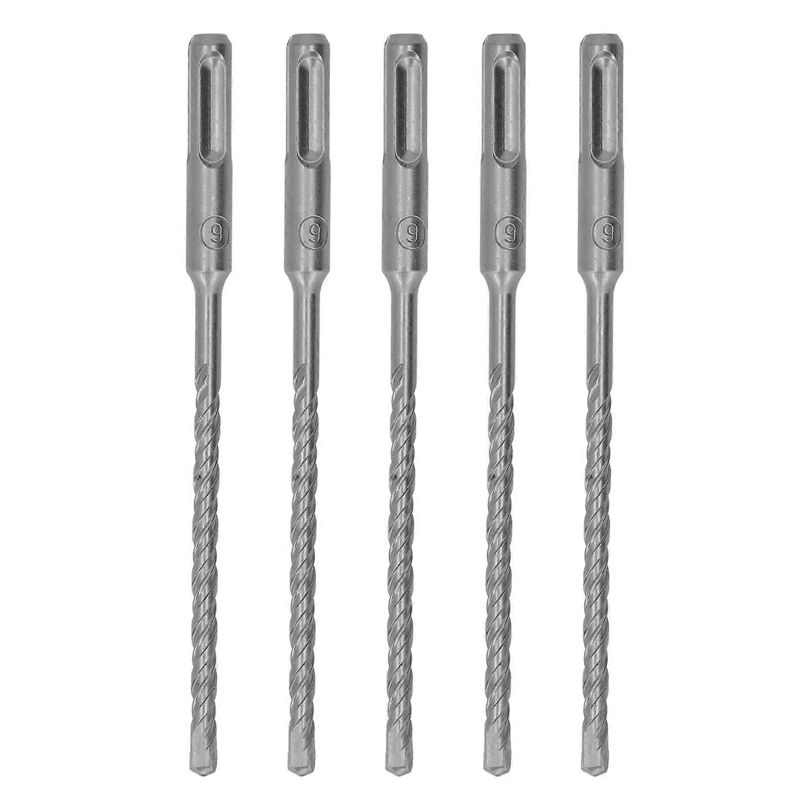 MechKit Impact Drill Bits Rotary Hammer Drill Bit Set, 5 Pcs, 160mm Length, 2 Flute Self Centering Carbide Tip Impact Drill Bits for Brick, Stone,