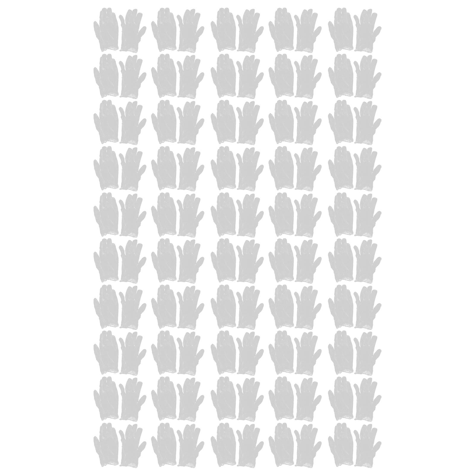 100pcs Disposable Clear PVC Gloves L Size