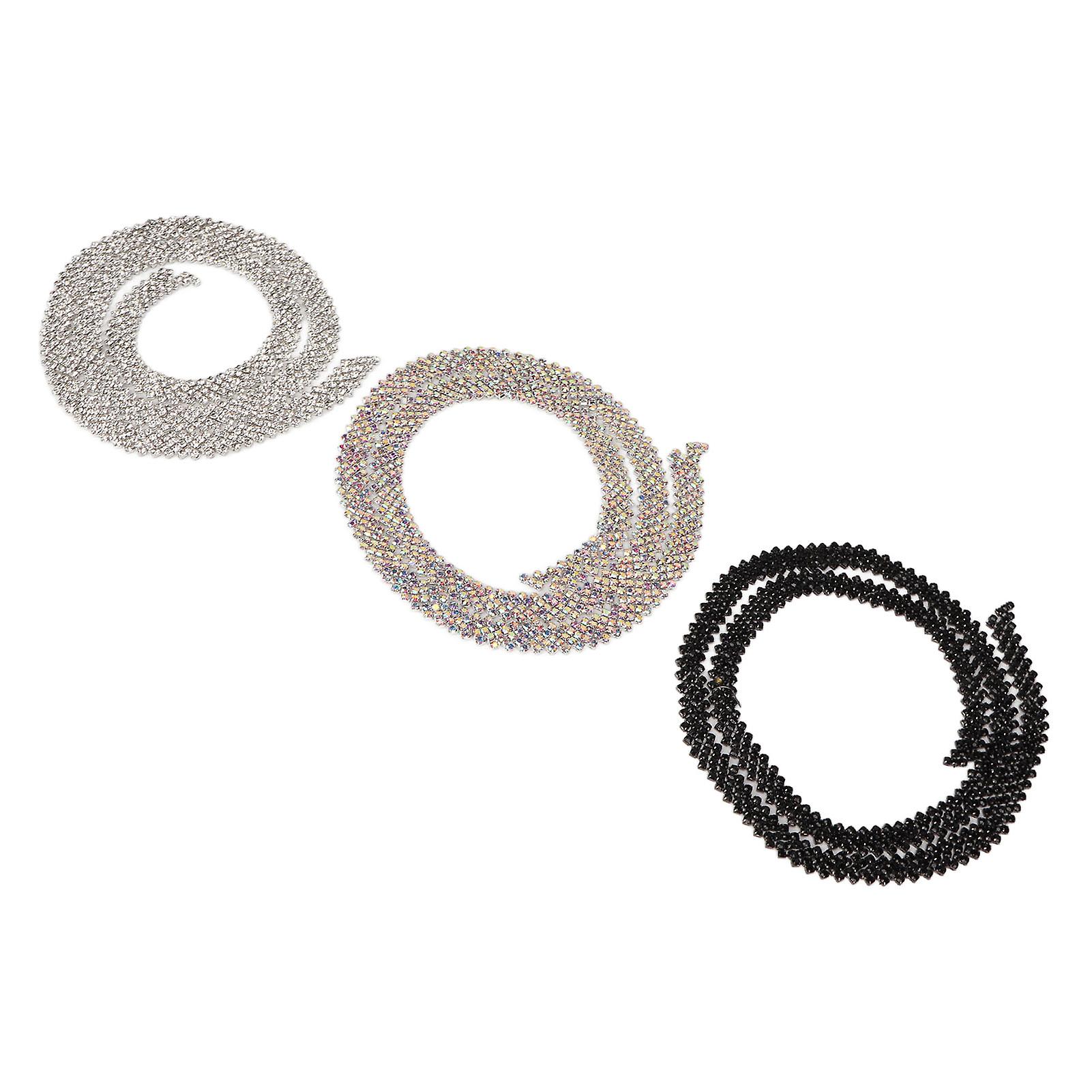 3 Yard 5 Rows Rhinestone Trim Chain Applique in 3 Sparkling Colors