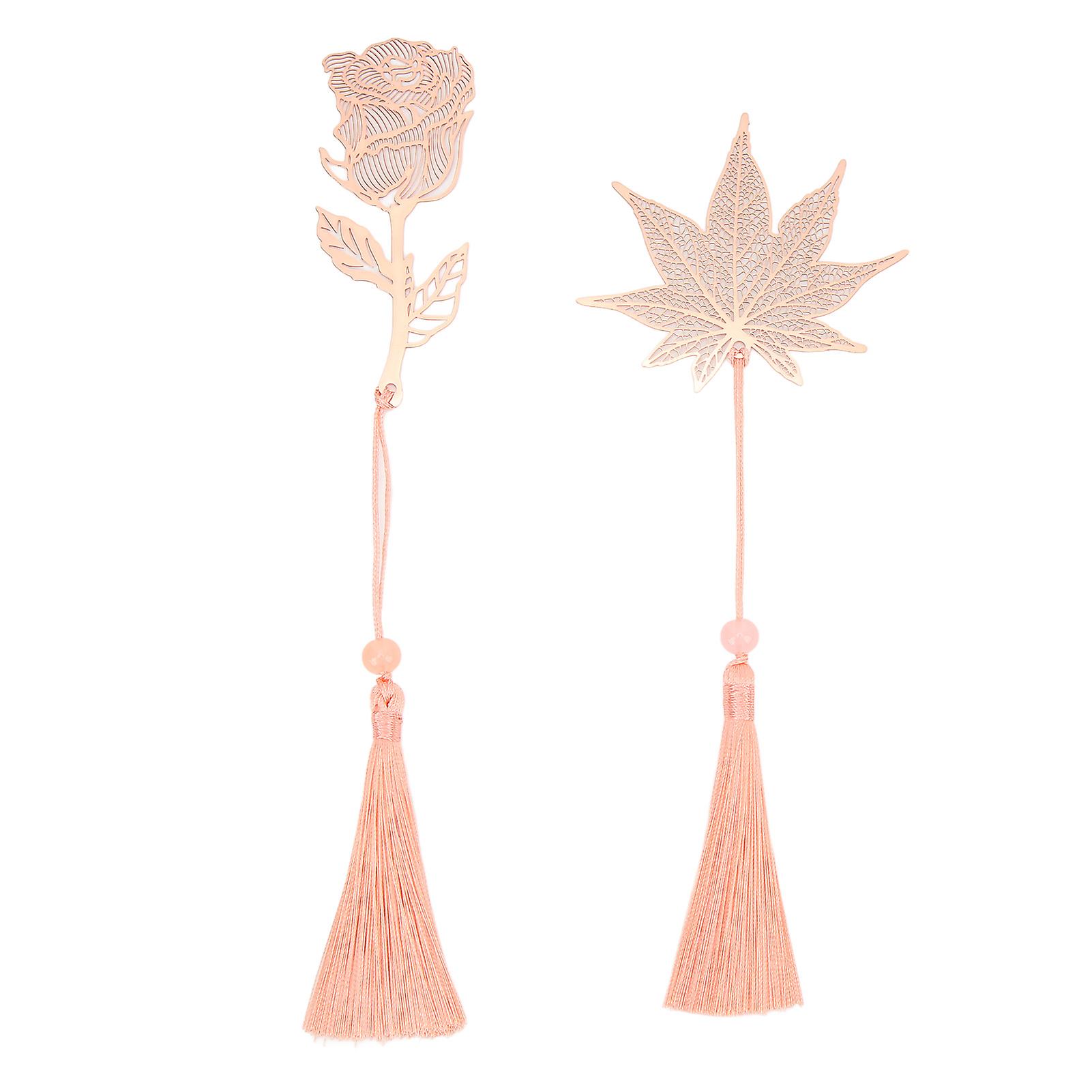 Metal Bookmarks, Rose Gold, Flower Leaf Style