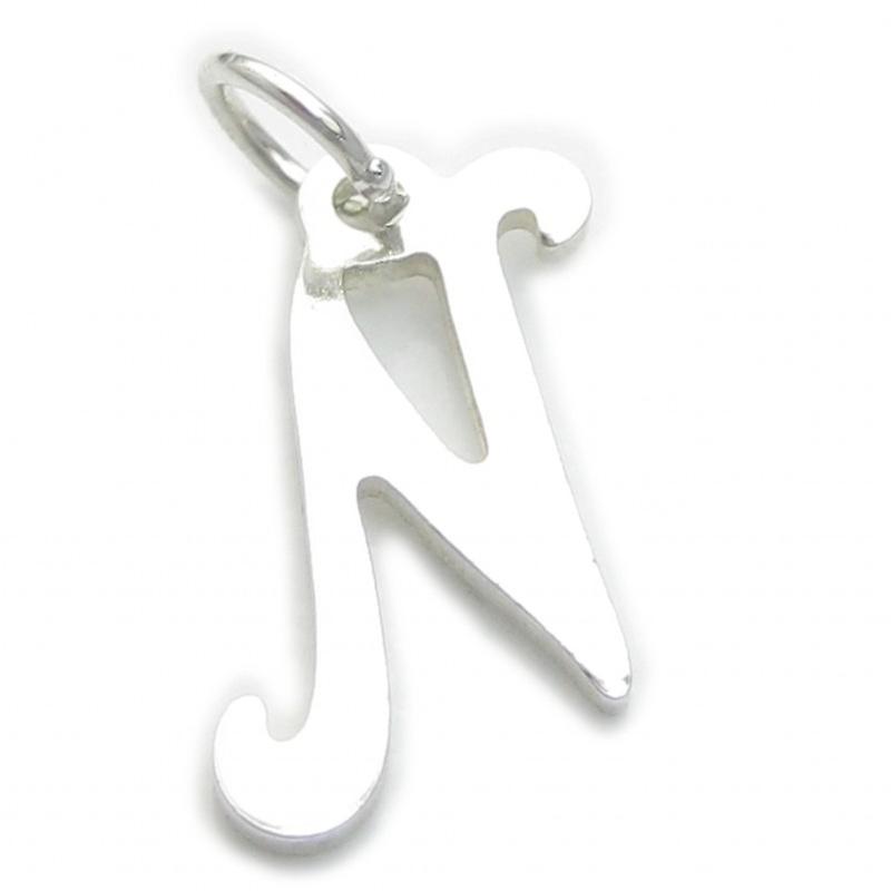 Letter N Initial Sterling Silver Charm .925 X1 Letters Initials Charms