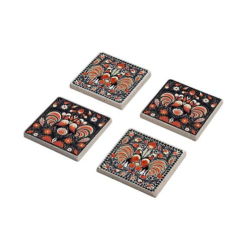 Ethnic Folk Ornament Tile Stone Coaster Set