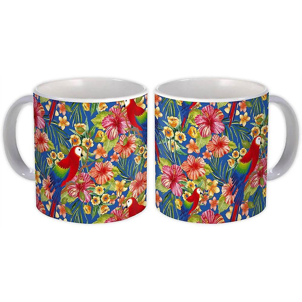 Gift Mug: Macaw In Flowers Pattern