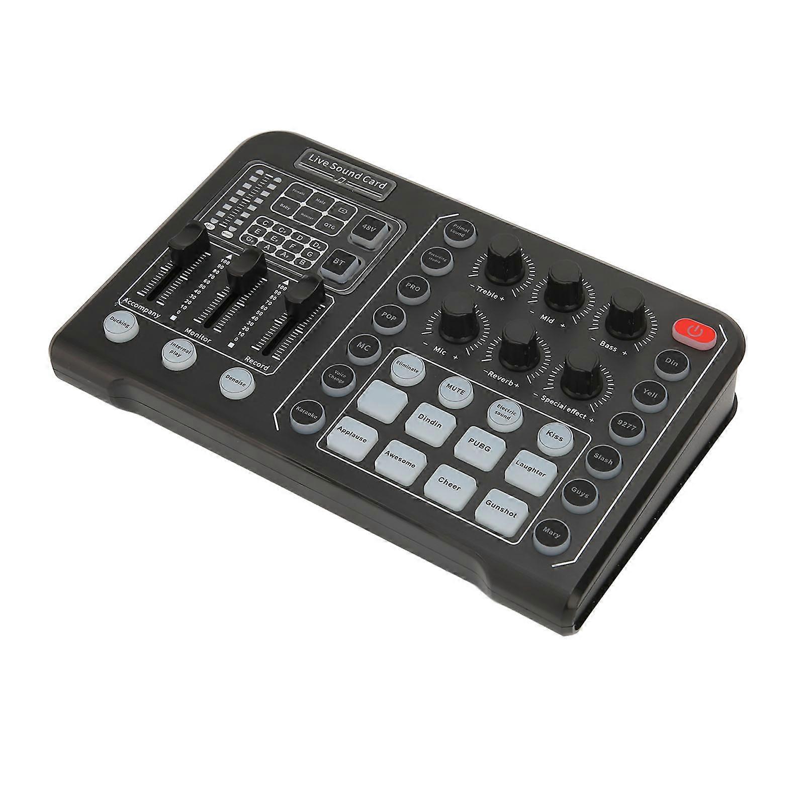 Live Sound Card Noise Reduction Plug and Play Voice Changer Sound Mixer Board for Karaoke Live Recording 