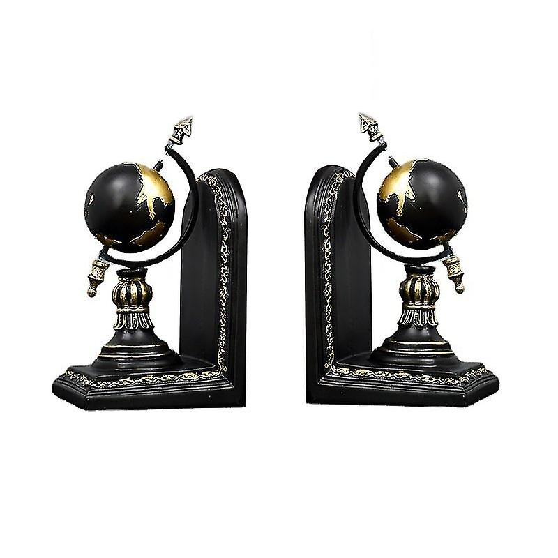Rustic Globe Decorative Bookends, Vintage Style Decorative Bookends, Statue Resin Bookends Pair of S