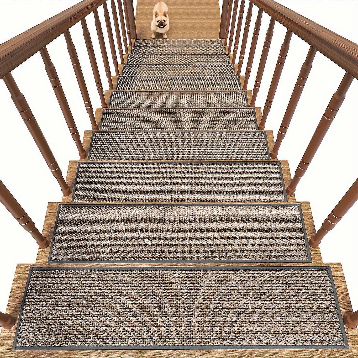 15pcs Extra-Large Non-Slip Carpet Stair Treads - Premium Rubber Backing, Slip-Resistant, Washable, and Reusable Adhesive for Elders and Pets - Indoor 