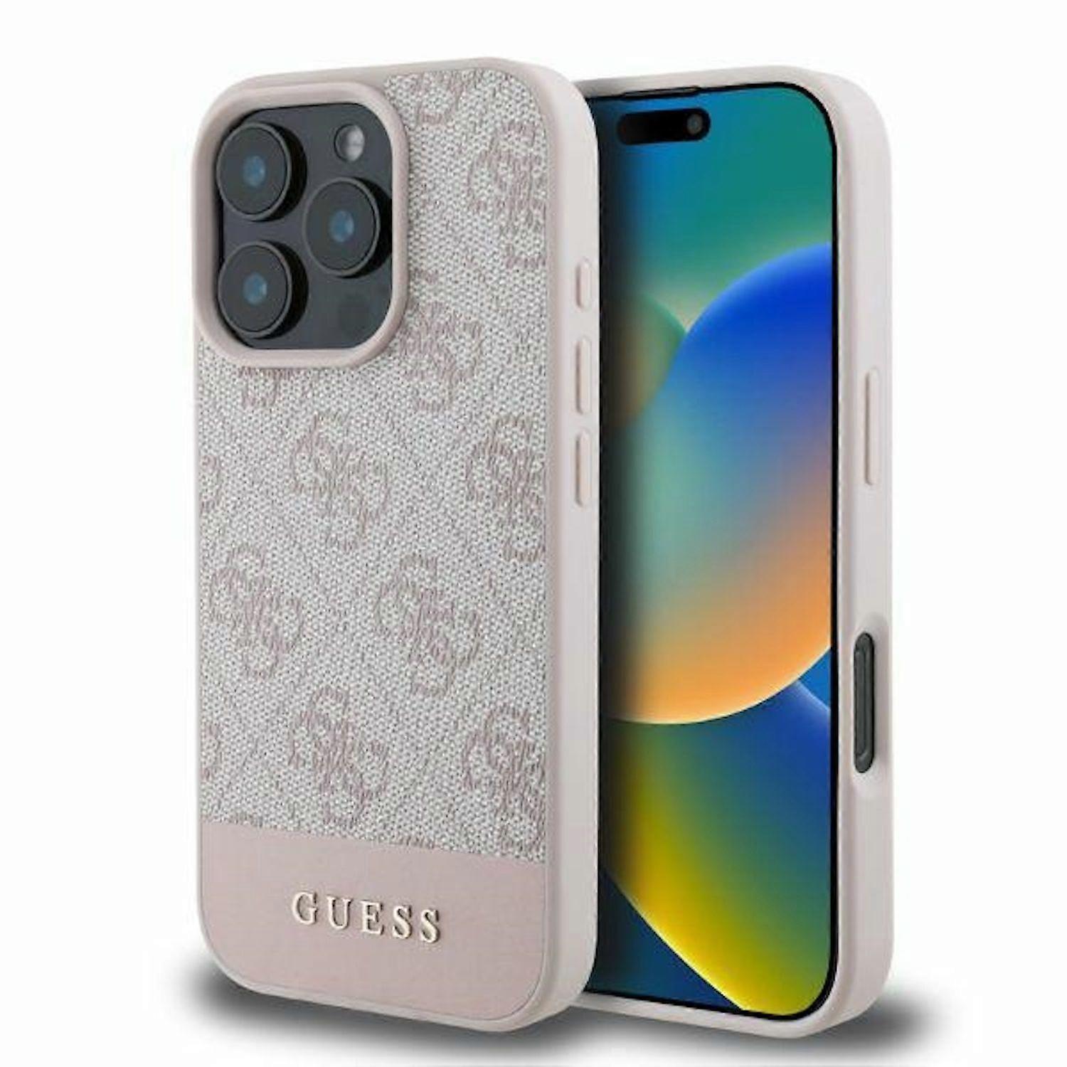 GUESS Apple iPhone 16 Pro Hardcase Design 4G Bottom Stripe Case Pink