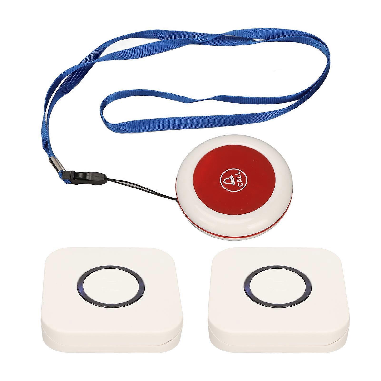 Wireless Caregiver Pager 2 for 1 Long Distance Transmission 4 Level Volume SOS Call Button for Elderly Patient 100?240V EU Plug