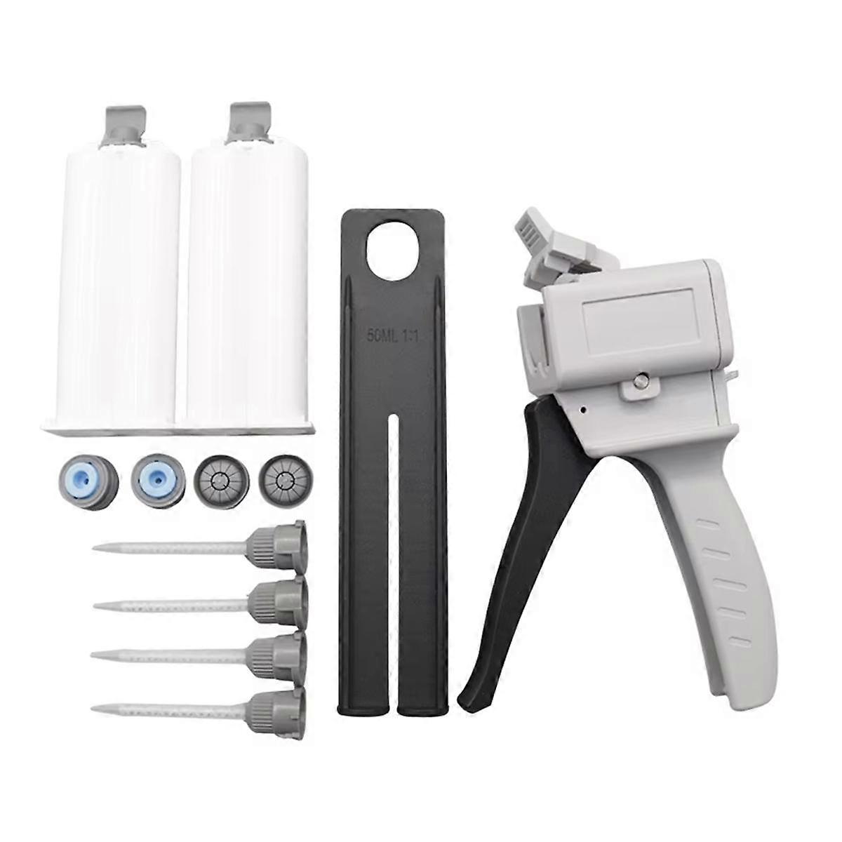 50ml Dispensing AB Glue Two-Component Glue Epoxy Resin with 4 Mixing Needle 2 Empty Dual Cartridges
