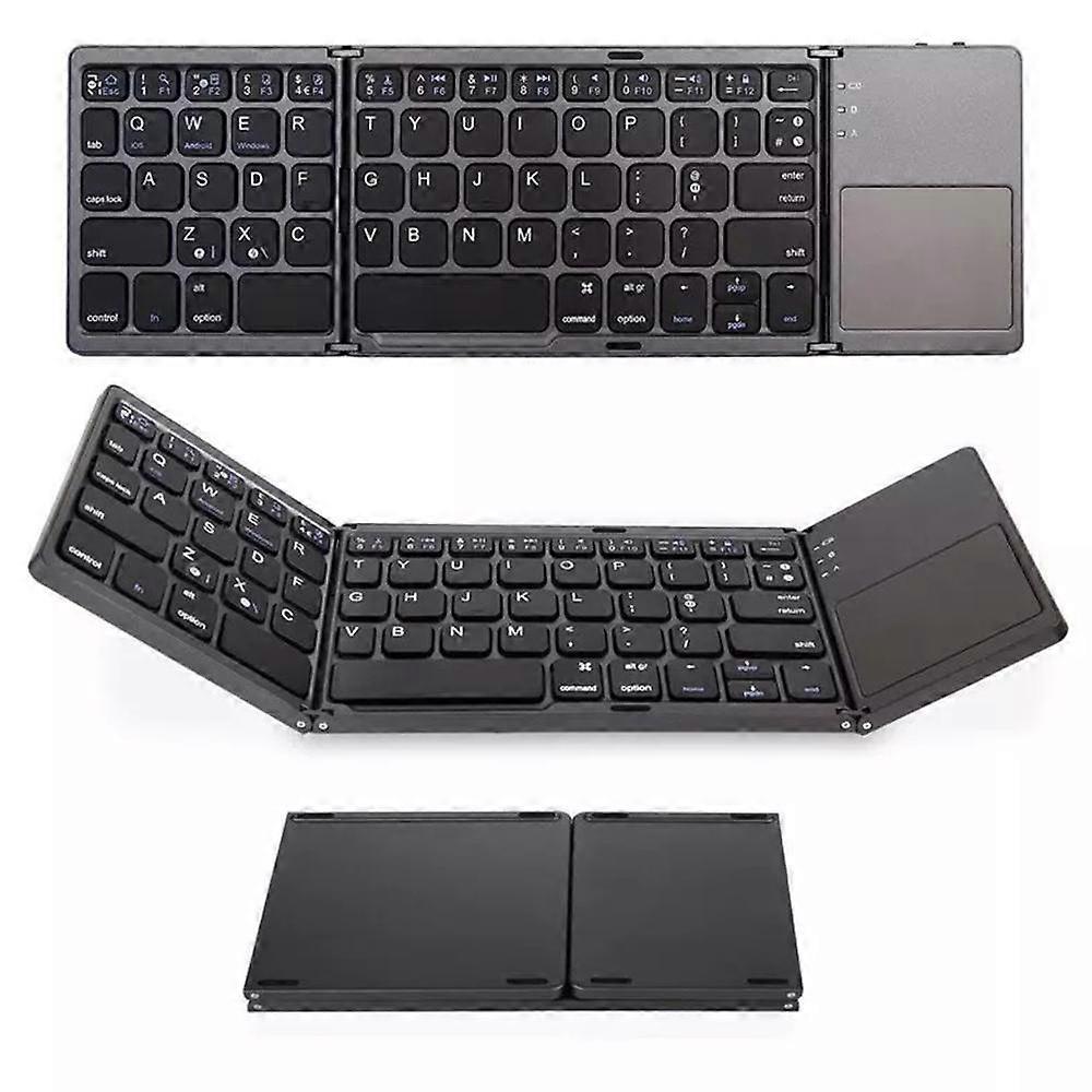 Three-fold Bluetooth Keyboard, Bluetooth Portable Mini Wireless Keyboard with Touchpad Mouse for Android, Windows, PC, Tablet