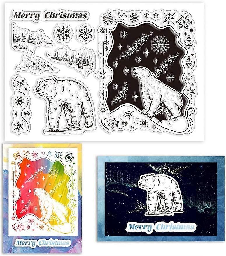 1Sheet Polar Bear Clear Silicone Stamp Transparent Stamps