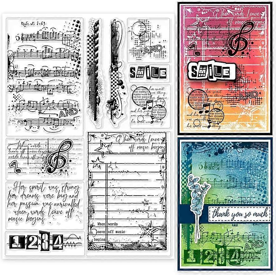 1Sheet Vintage Frame Music Note Silicone Clear Stamp Seal