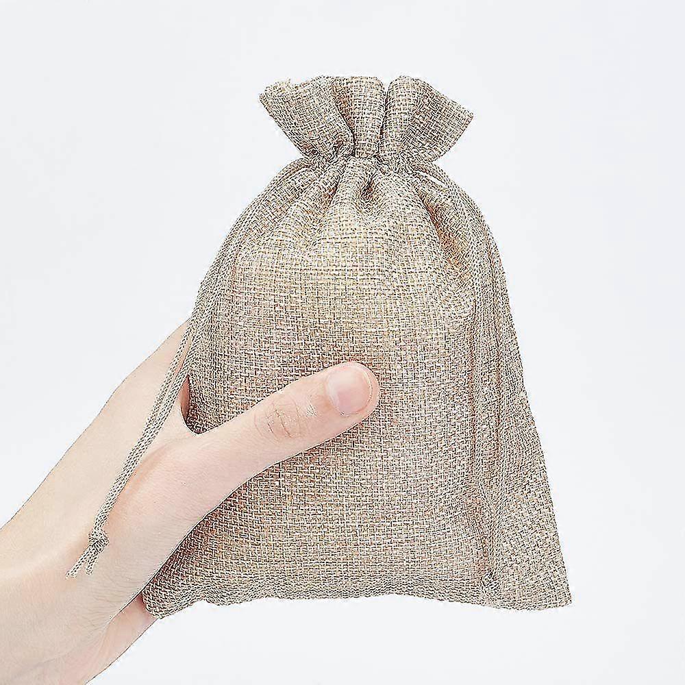 Pack Of 100 Linen Hemp Sachets With Cord Color Brown Yellow