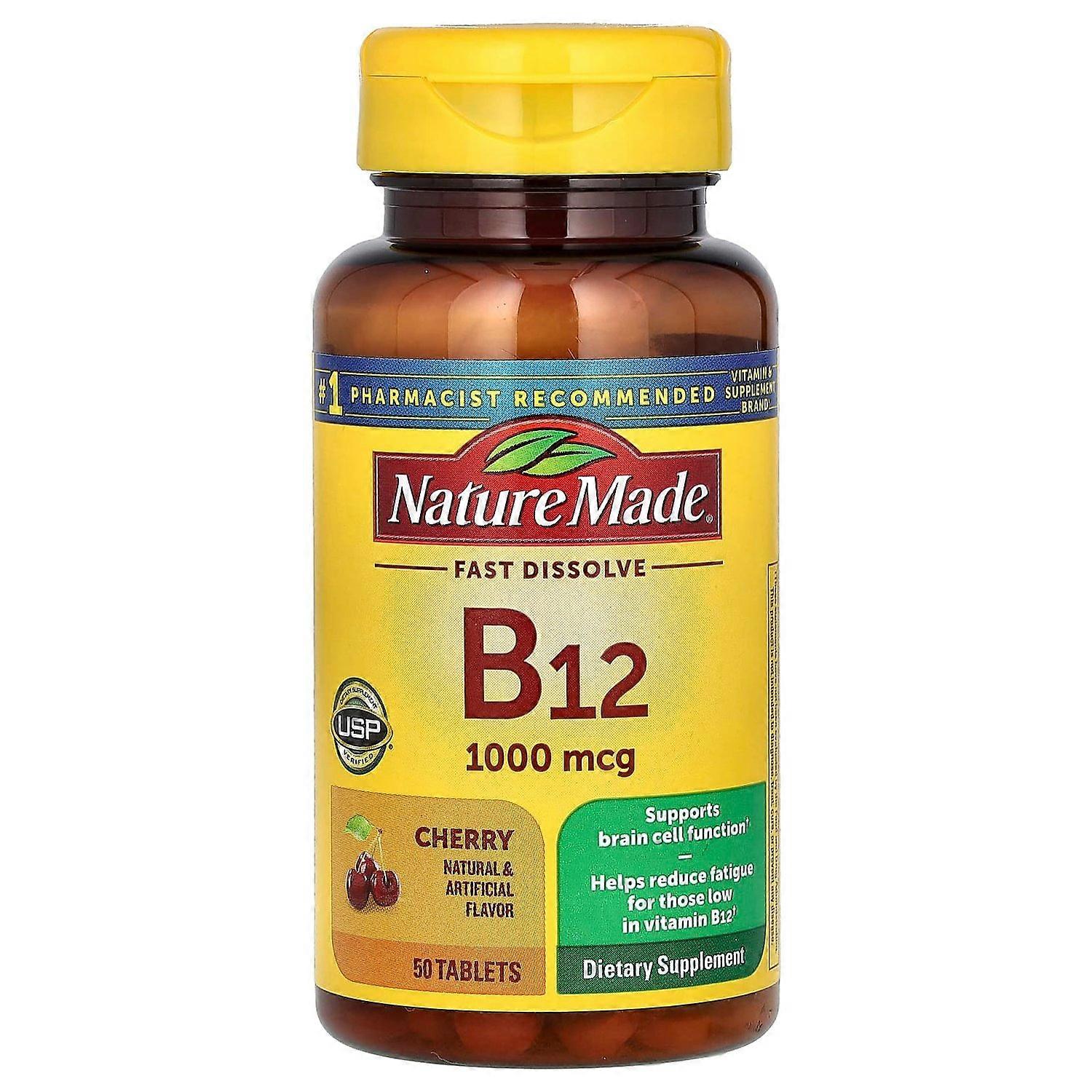 Nature Made, B-12 Sublingual, Cherry, 1,000 mcg, 50 Tablets