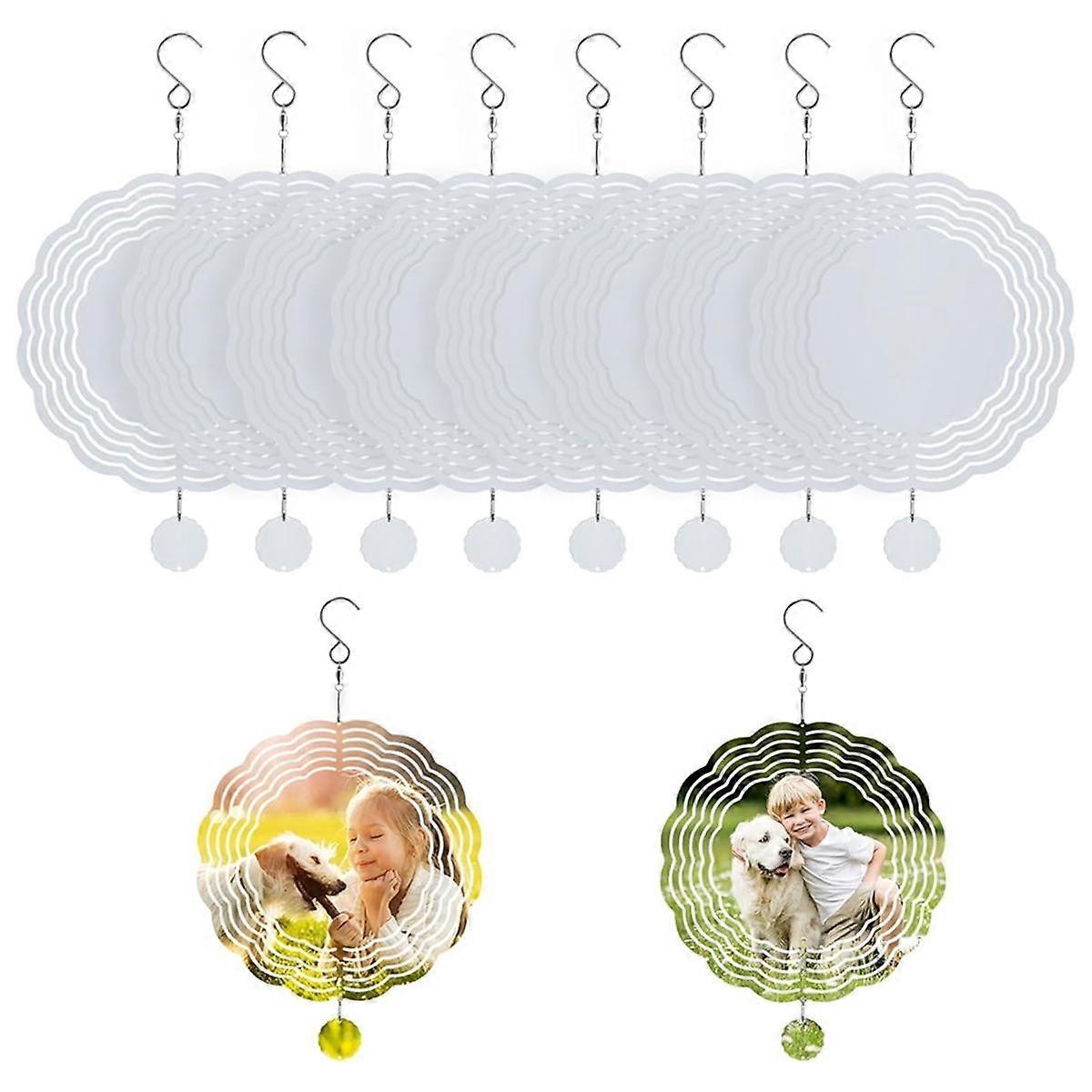 10Pack Aluminum Sublimation Wind Spinner Blanks 10 Inch,DIY Crafts Ornaments for Indoor Outdoor Garden