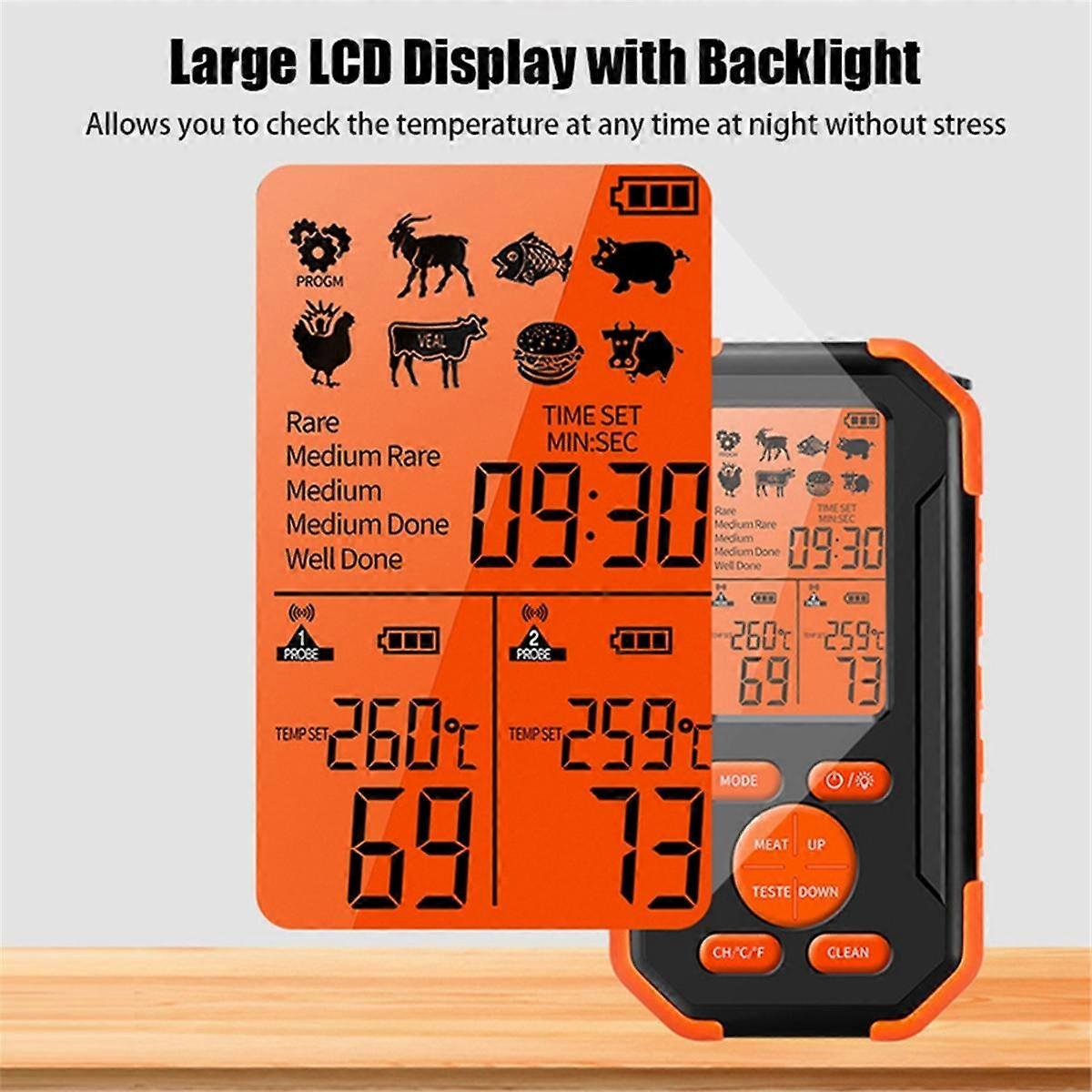 Digital Wireless Meat Thermometer 328FT Remote Range Smart Cooking Rechargeable Thermometer with Al