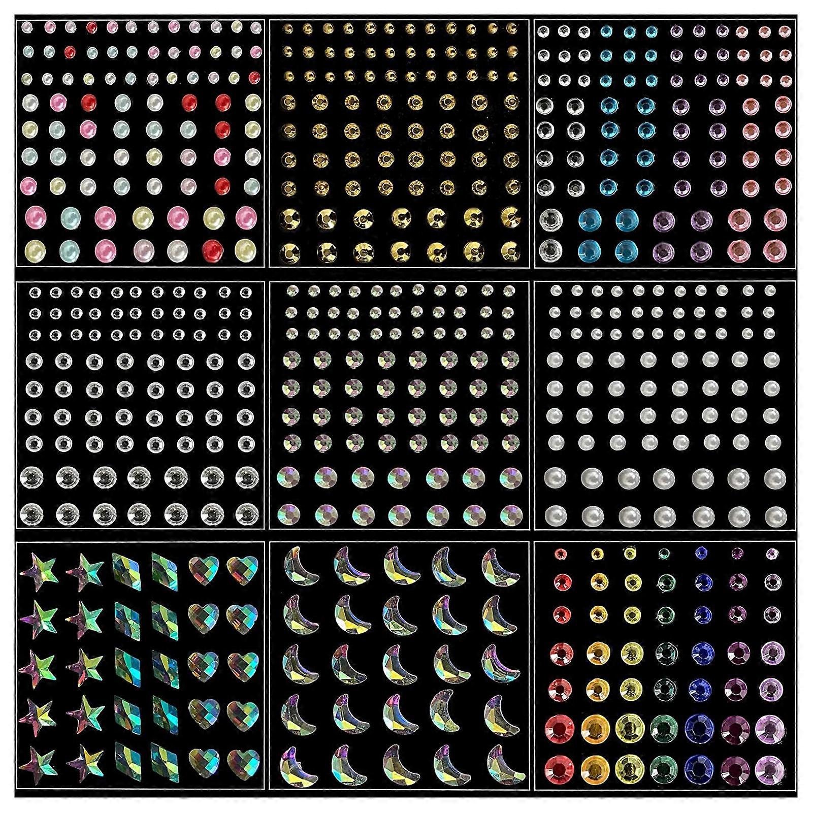 9 Sheets Rhinestone Stickers Eye Makeup Patch Self Adhesive Sticker for Nail Art