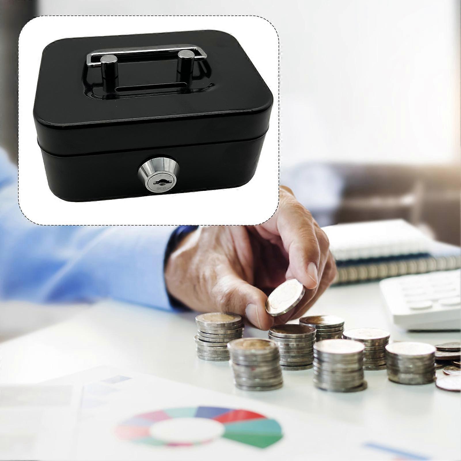 Metal Money Box with Key Safe Handle And Lock Design Metal Coin Bank for Collecting Cash Saving Box
