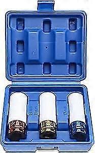 Set Of 3 Impact Sockets For Aluminum Rims, 17, 19, 21 Mm