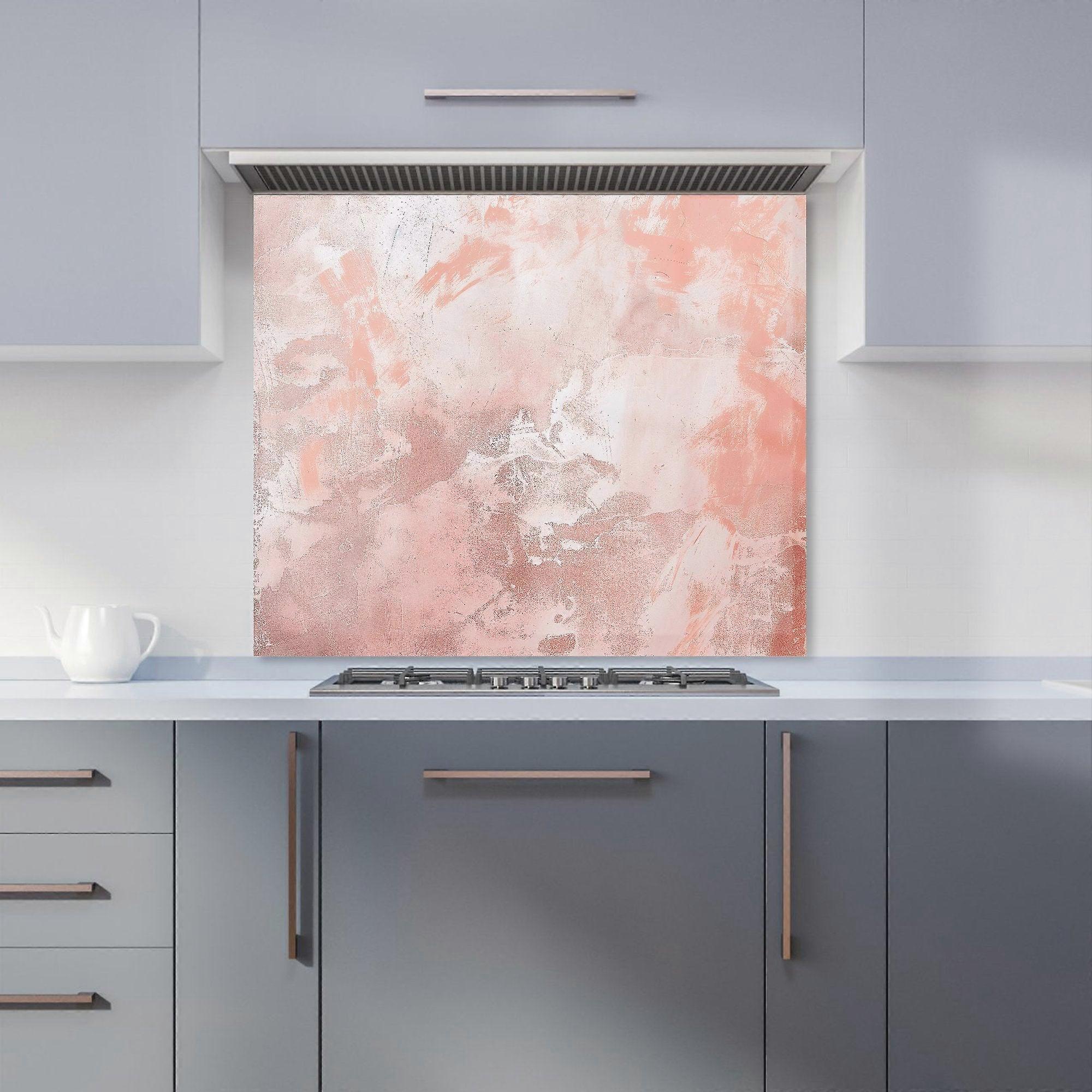 Minimalistic Pink Grunge Effect Kitchen Splashback