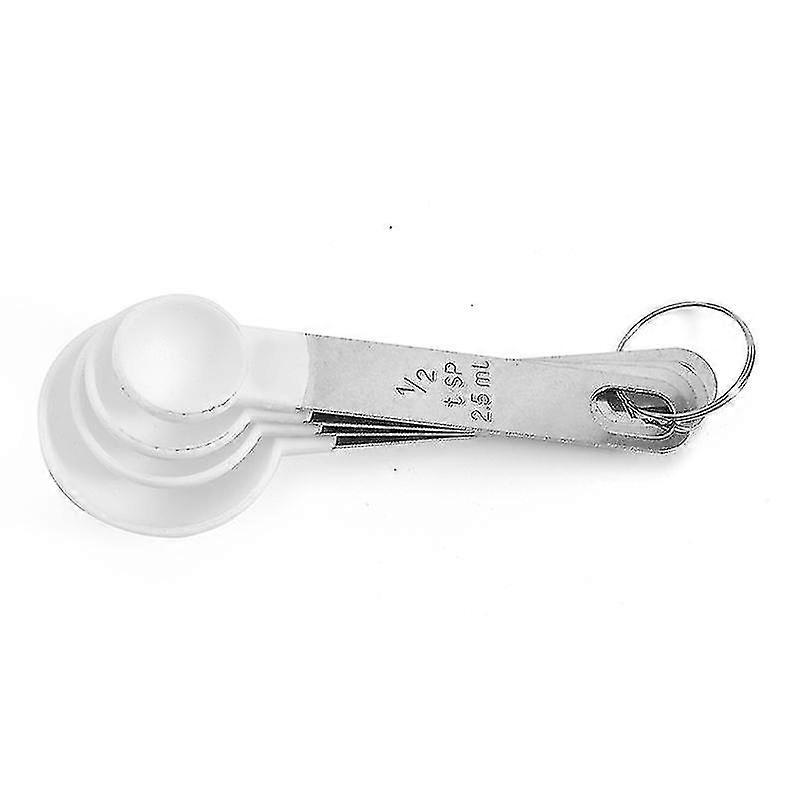 Measuring Spoon With Handle With Scale 4 Pieces White