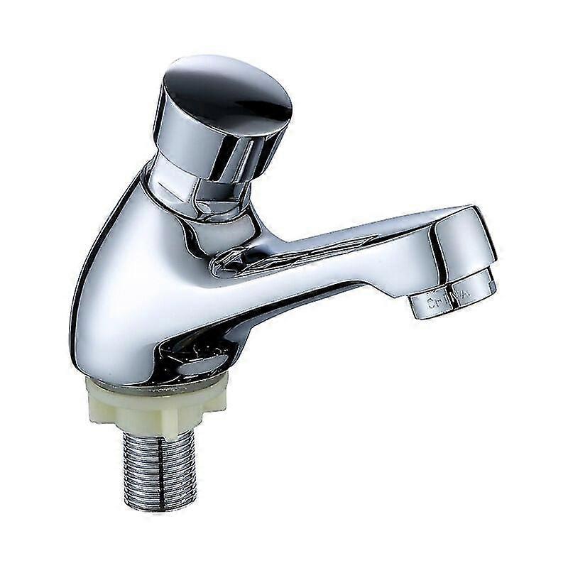 Self-closing Faucet Washbasin Chrome Faucet Automatic Closing Water Saving (1pcs)