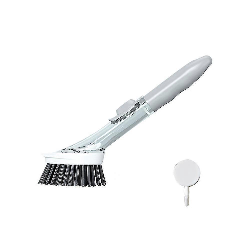 Automatic Liquid Adding Sponge Dishwashing Brush Long Handle Refillable Bowls Kitchen Cleaning Utensils