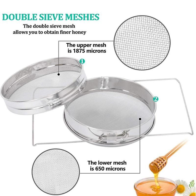 Newest stainless steel honey filters,double sieve honey strainer honey