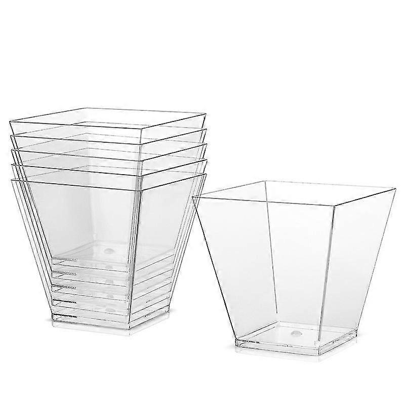 20pcs 200ml Plastic Square Dessert Cups Square Clear Plastic Cups Square Small Appetizer Cups
