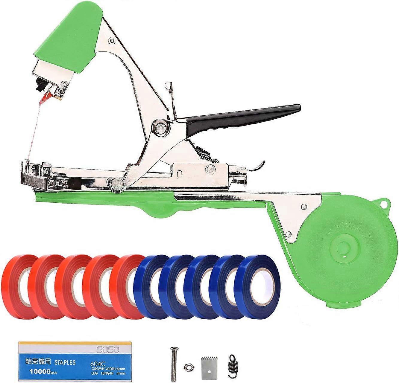 Machine Stake Attachment for Grapes, Raspberries, Tomatoes, Including Strips, Staples and Spare Blades (Green)