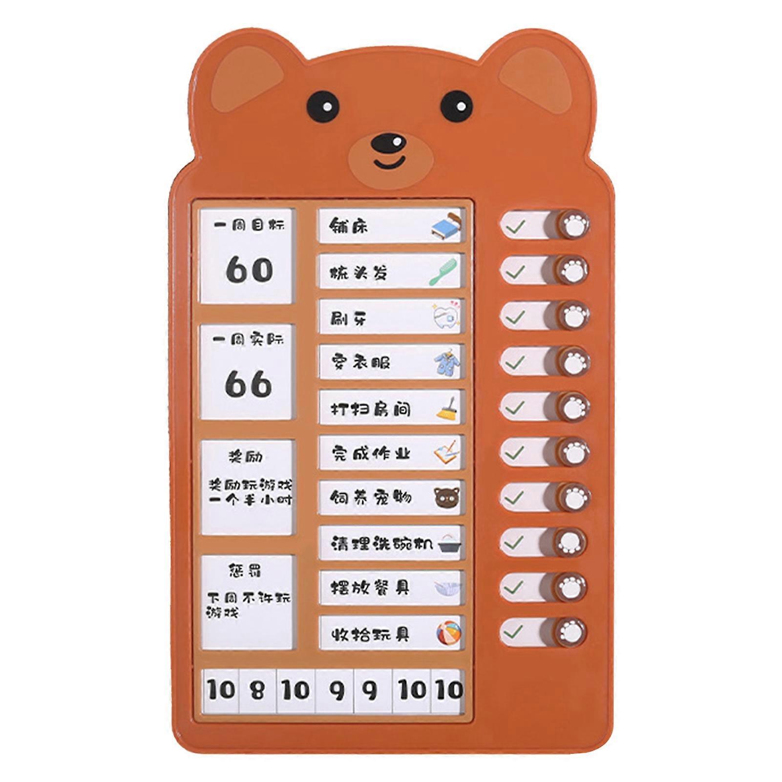 Kids Self-discipline Puncher Sliding Button Replaceable Paper Improve Efficiency Wall Hanging Reusable Time Management Reminder 13 Sheets Cards Studen