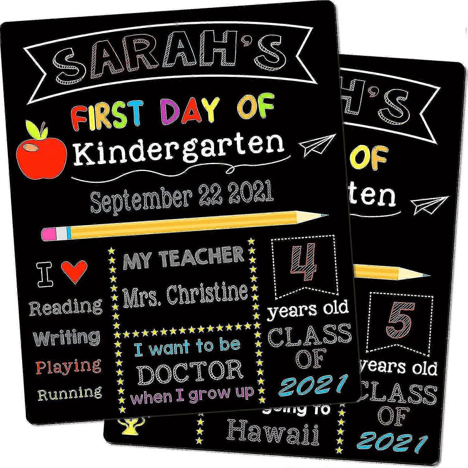 First Day Of School Board,25 X 30cm Double Sided Back To School Sign,reusable 1st Day Of Preschool/ Kindergarten