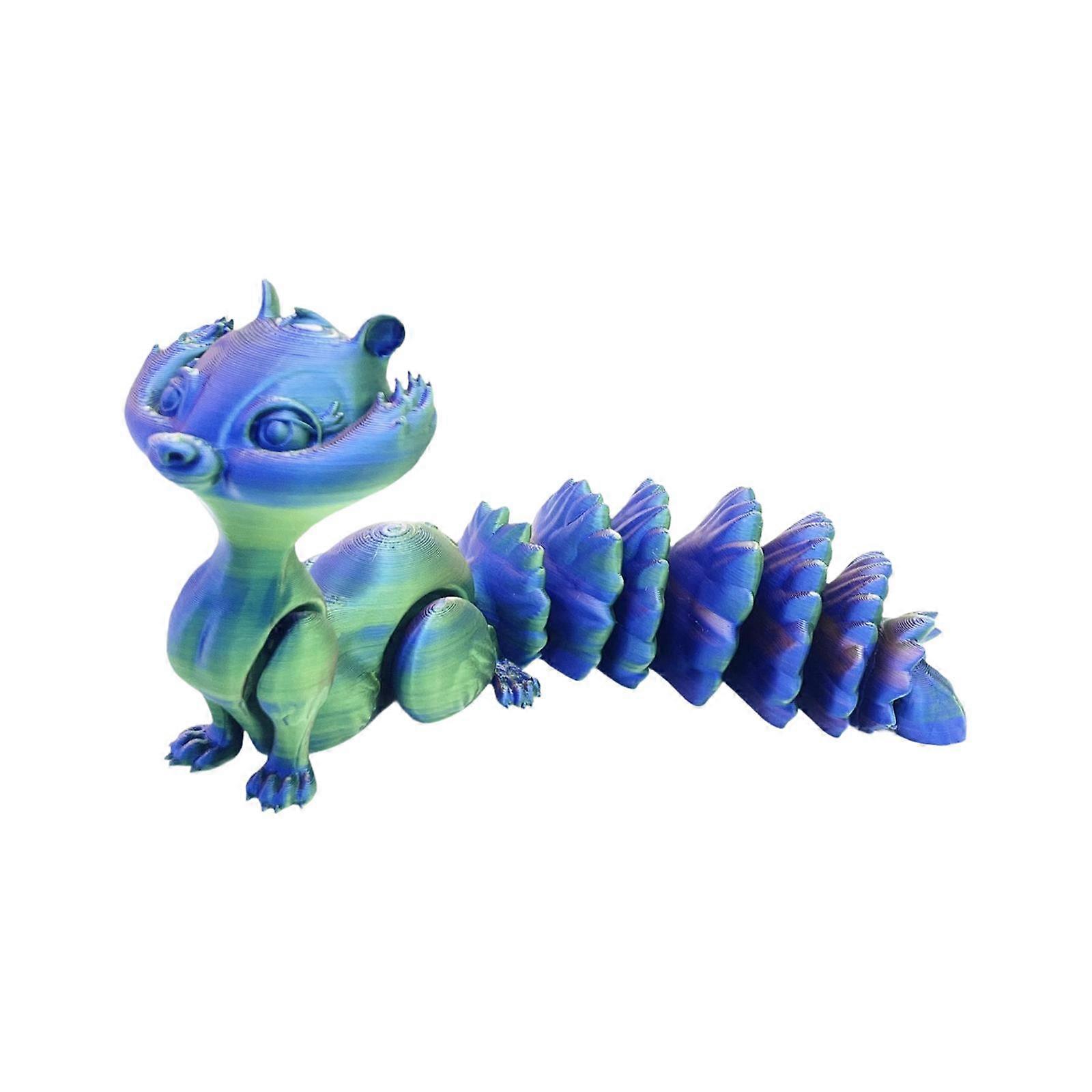 3D Printed Long Tailed Squirrel Gift Unique for Car Dashboard Office Bedroom Dazzling Colors