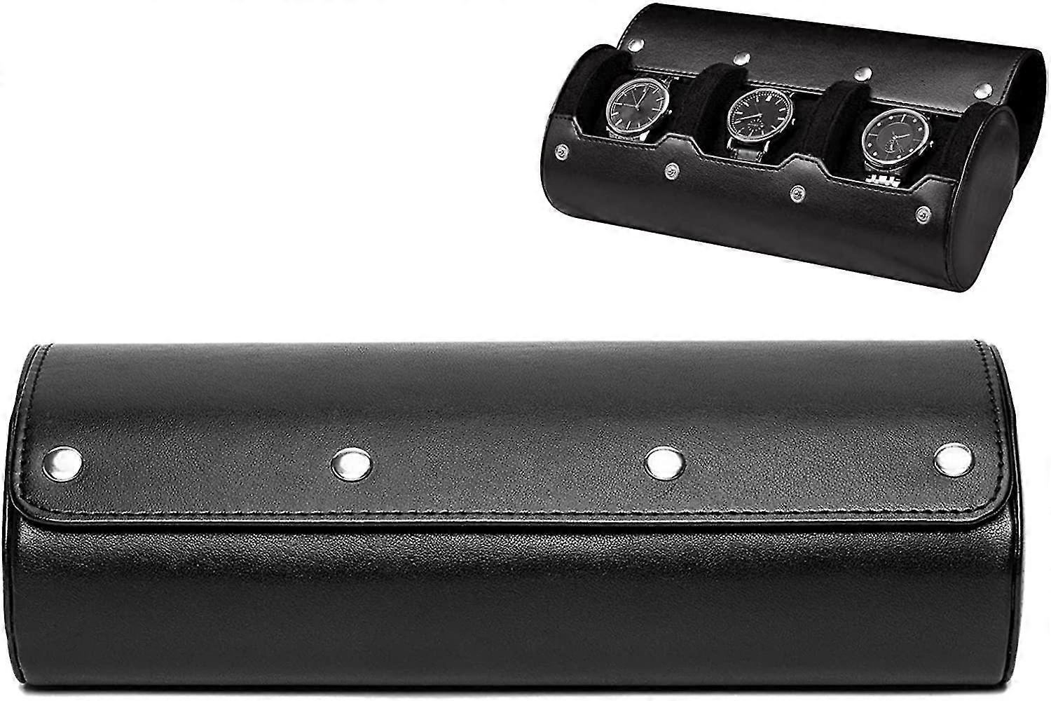 男性用プレミアムレザーウォッチケース, 3つの時計のためのトラベルウォッチケース, アンチスクラッチウォッチプロテクションのためのウォッチロール, ブラックブラウンディマンジア