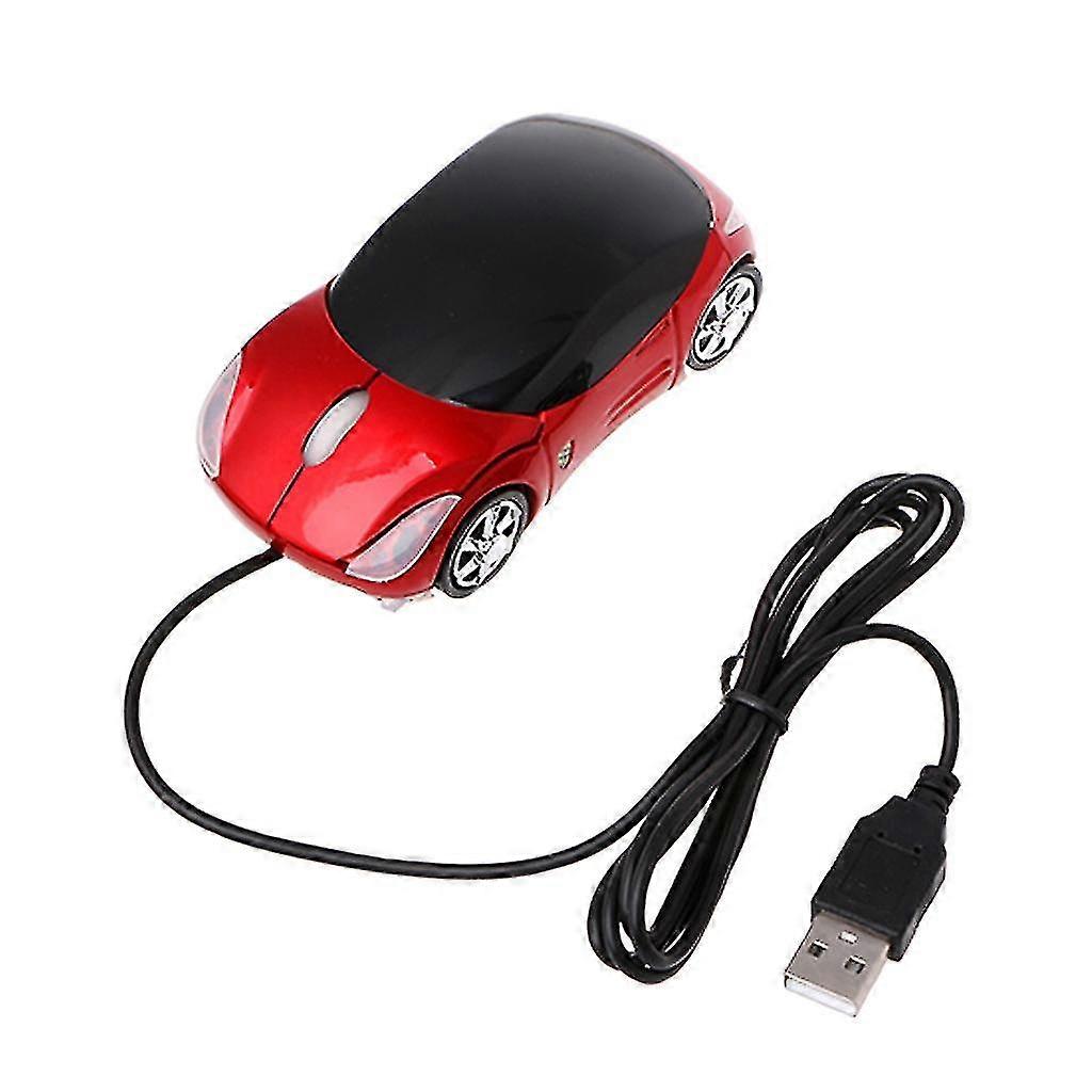 1000dpi Mini Car Shape USB Optical Wired Mouse - Innovative Design with 2 Headlights for PC