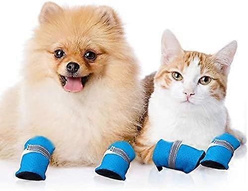 4 Pieces Summer Paw Guards for Small Medium Dogs and Cats Shoes Breathable Non-Slip Mesh Dog Sandals with Adjustable Buckle Traction ControlM