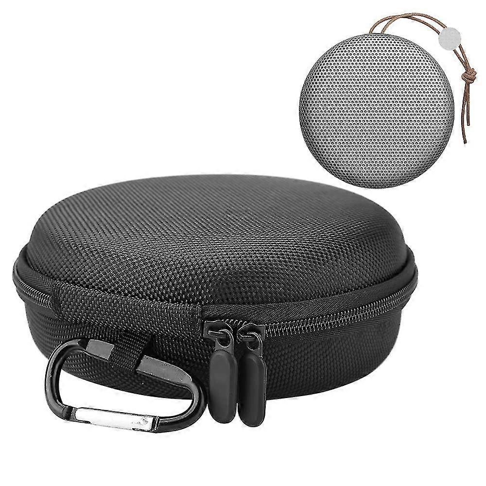 Bluetooth Speaker Case, Portable Mini Round Bluetooth Speaker Travel Carry Protect Bag For B&o Beoplay A1 Wireless Speaker With Carabiner, Black