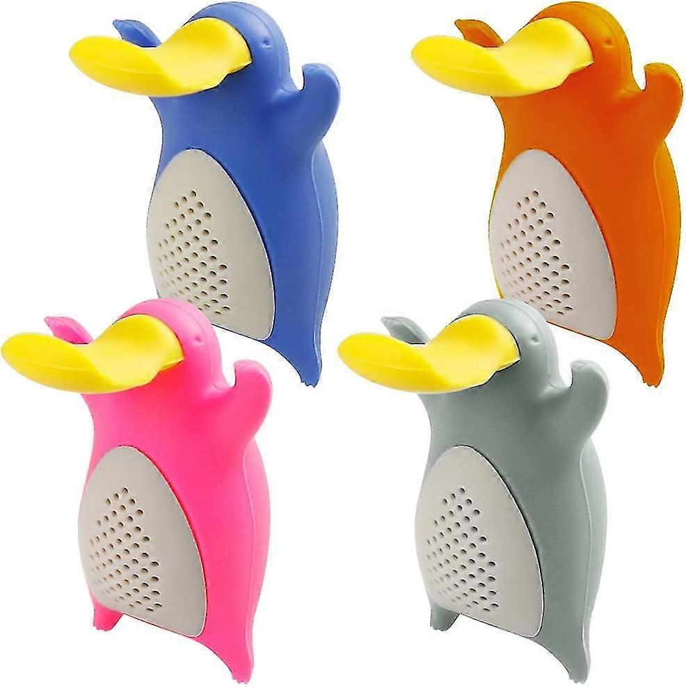 Set of 4 Silicone Tea Infusers, Reusable Loose Leaf Tea Strainers, Platypus Design