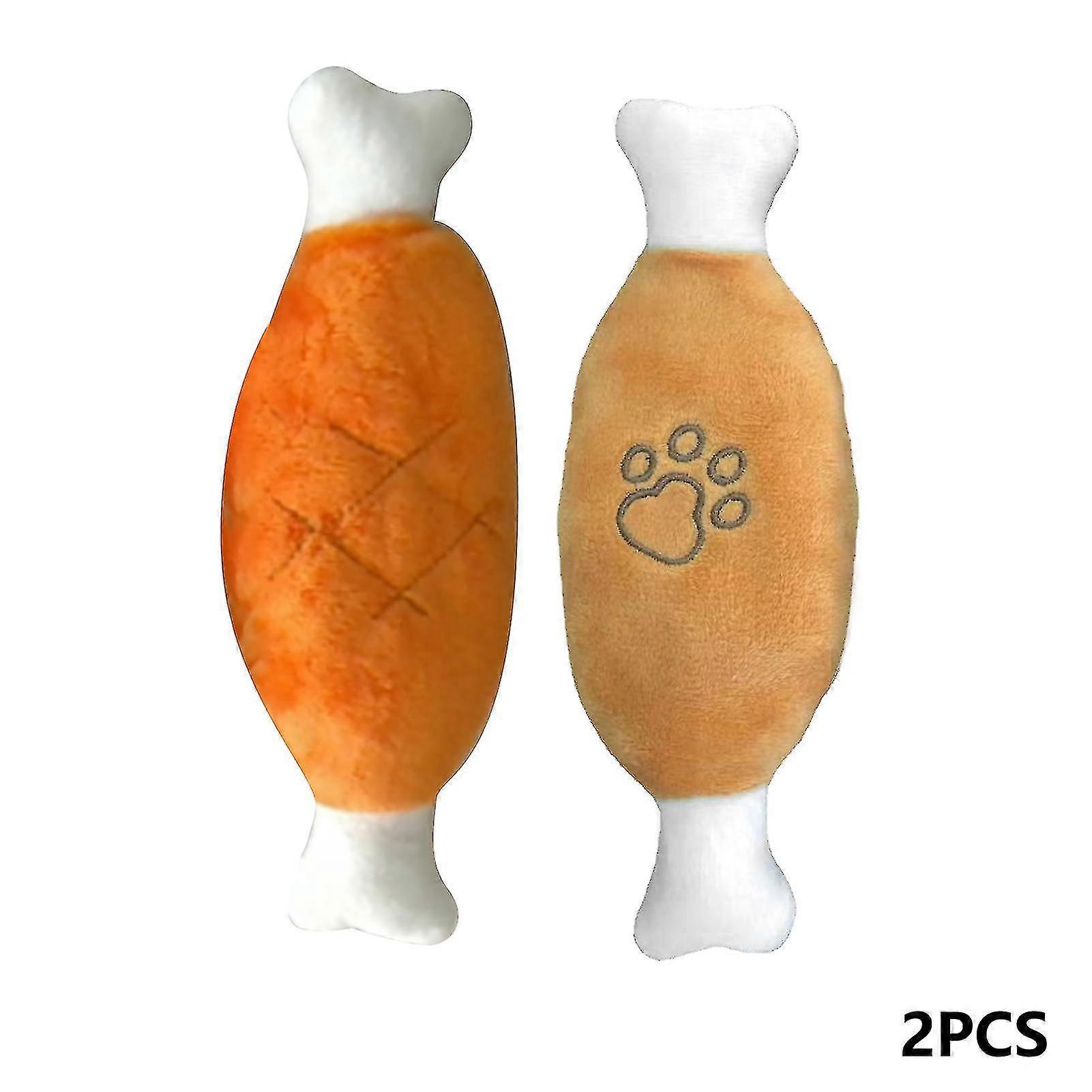 2pcs Bite Resistant Soft Plush Chicken Drumstick Shape Chewing Dog