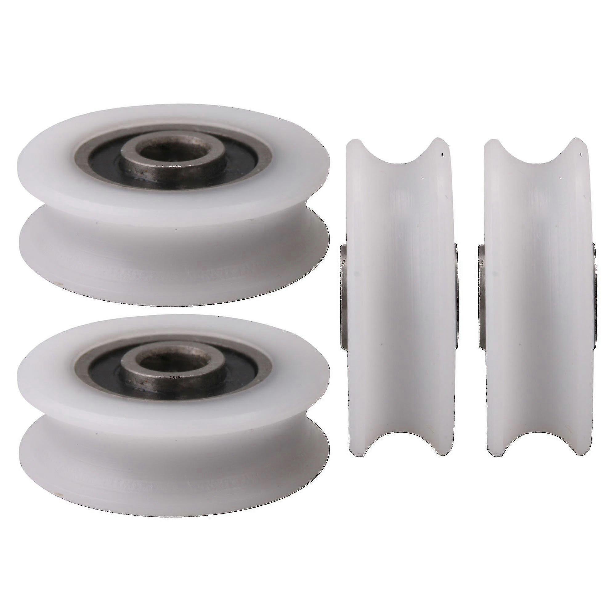 4pcs 4x20x6.5x7.4mm άσπρος εσωτερικός τροχός τροχαλιών U-αυλακώσεων 4mm για τη συρόμενη πόρτα