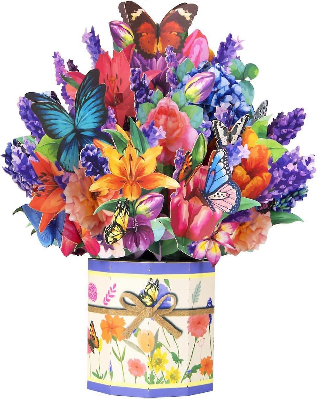 3D Bouquet Pop Up Card, Festa della Mamma Biglietto di auguri floreale di carta 3D Biglietto di ringraziamento per l'anniversario di compleanno del...