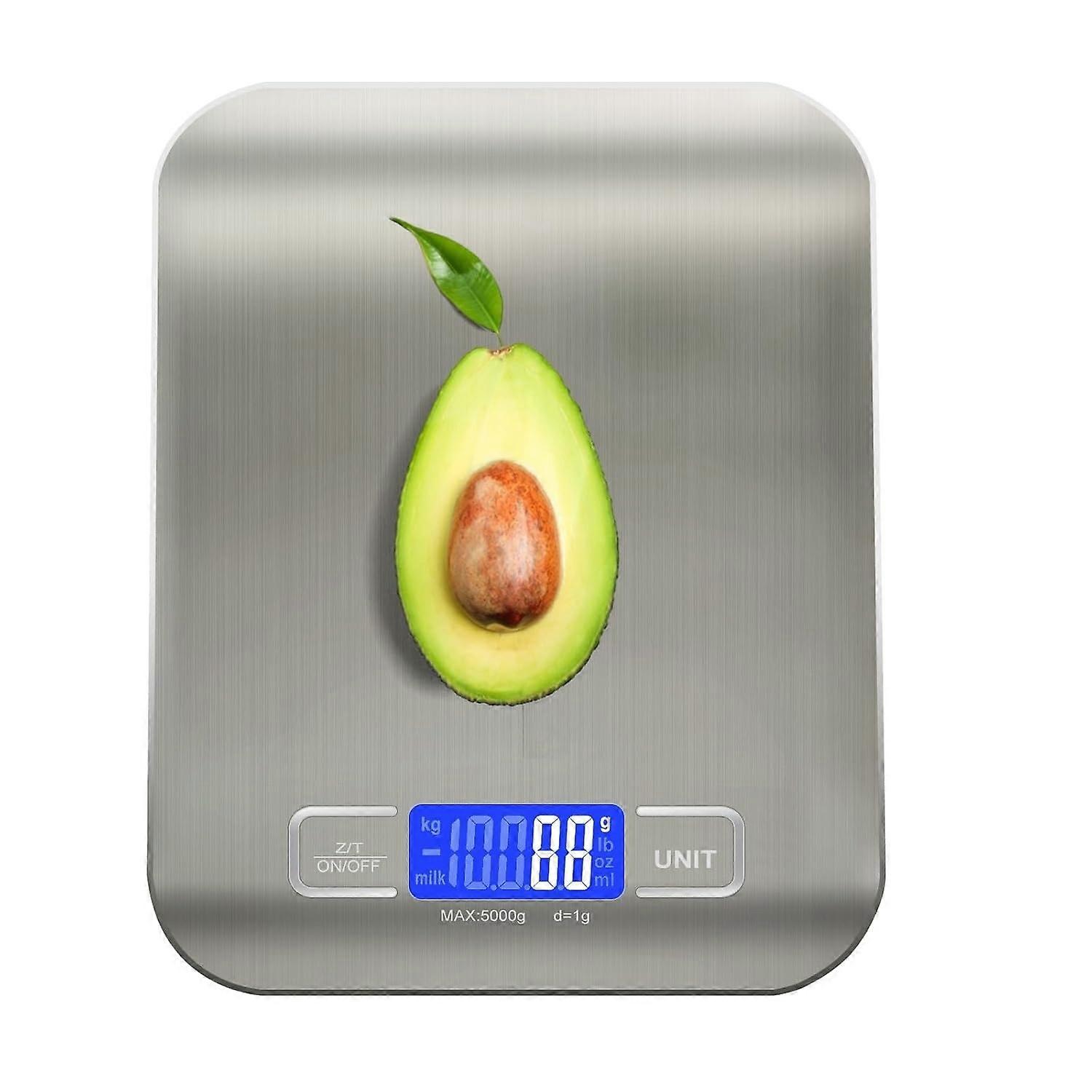 Food Scale, 11lb Kitchen Scale with 6 Units Tare Function & LCD Display, 0.05oz/1g Stainless Steel Digital