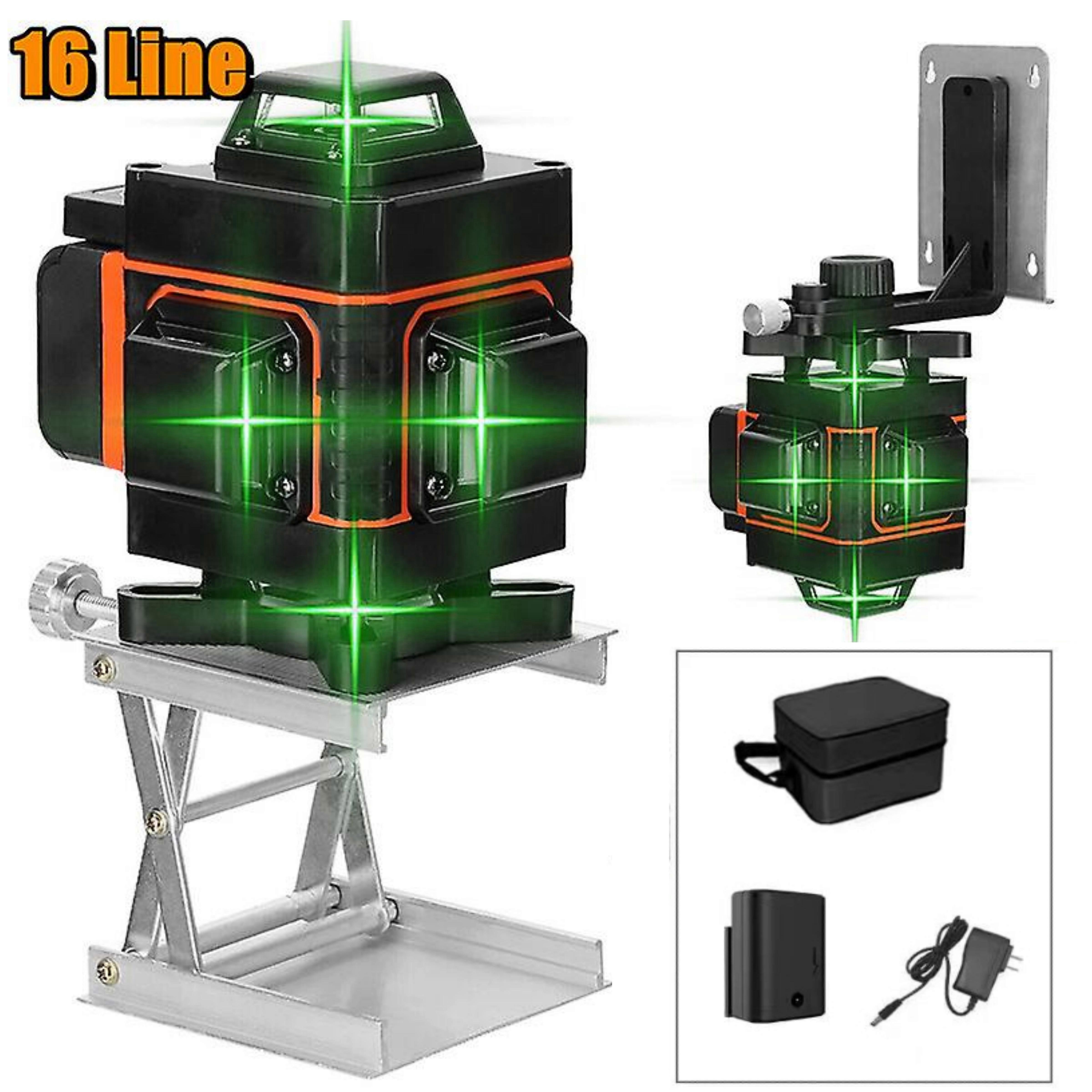16 Lines Green Laser Level Pro, 4x360 4D Green Cross Line Professional Laser