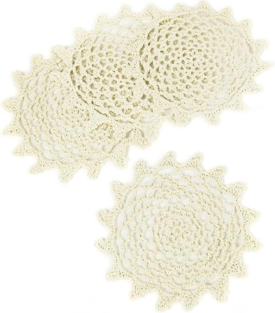 Virkad Bomull Spets Bordstabletter Doilies, 4st