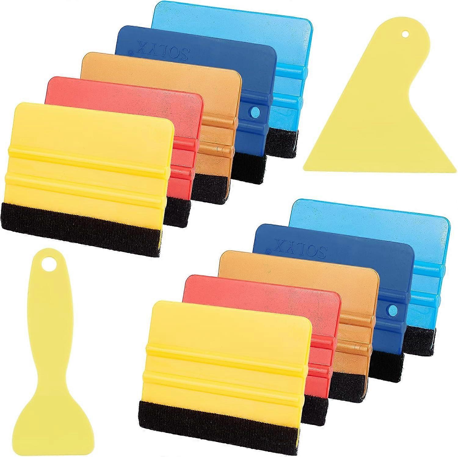 12pcs Vinyl Squeegee Felt Edge Squeegee 3.9 Inch/99mm Car Wrap Kit Window Tint Tools Colorful Plastic Squeegee and Putty Knife for Window Tint Wallpap