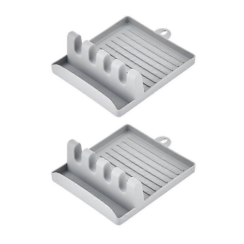 Silicone Material Spoon Rest For Kitchen Counter 4 Slots With Drip Pad Anti-Slip
