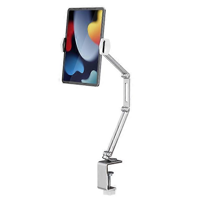 Desktop Adjustable Long Arm Foldable Tablet Stand Aluminum Cell Phone Holder Multi-angle Rotation 4-13'' Bed Table iPad Stand