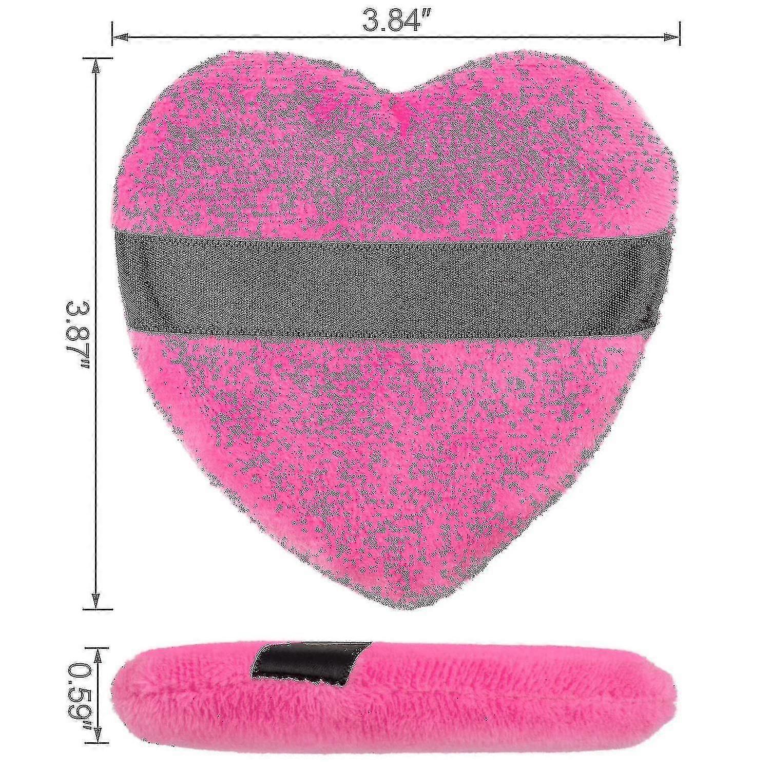 4 件 彩妆混合粉扑 心形 附肩带