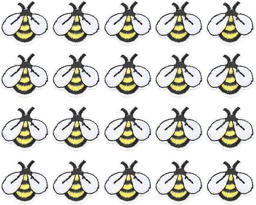 20pcs Bee Sewing Patches Iron on Embroidered Applique Patches Decorative Sewing Animal Patch Stickers for Bags Jackets Jeans Clothes DIY Patches