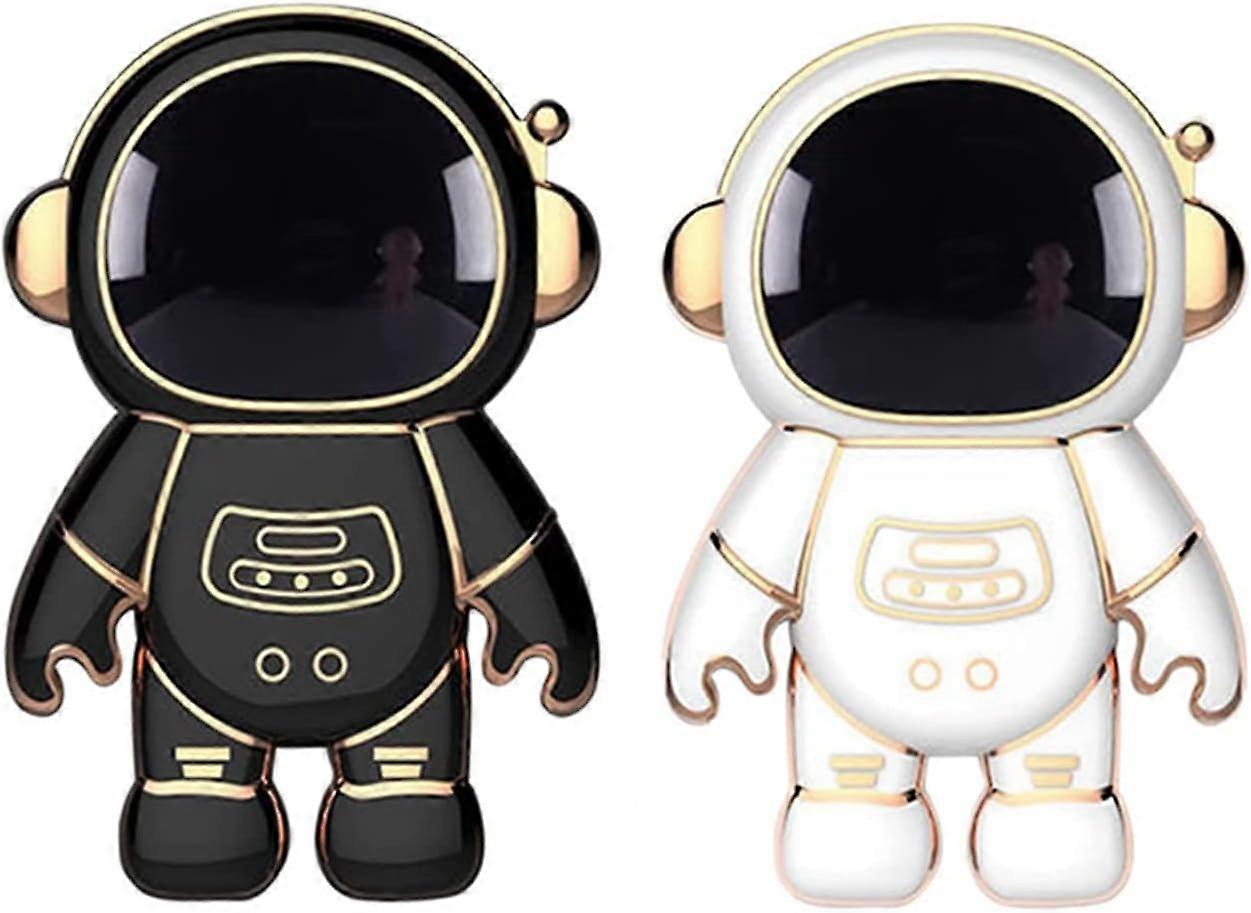 Cute hidden astronaut phone holder (black and white), folding stand for tablet and phone, creative adjustable retro tablet phone grip ring holder ABS